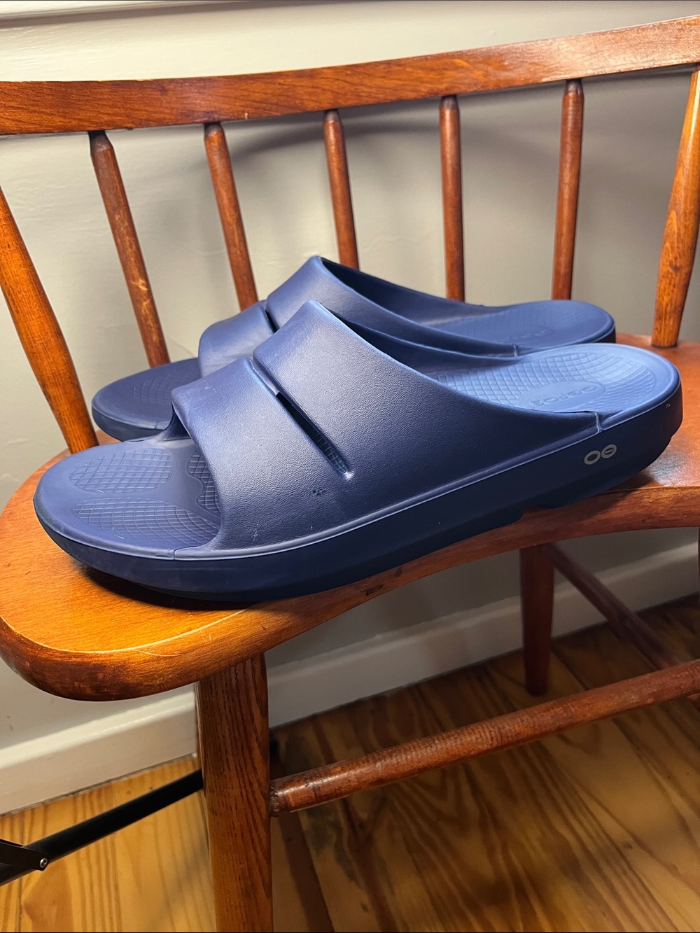 OOFOS Men’s OOahh Slide Sandals Blue Size Men’s 12/Women’s 14